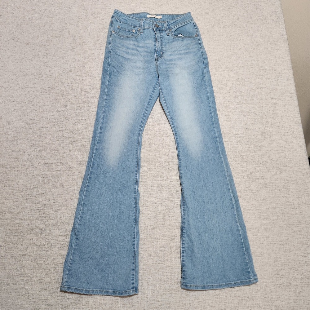 Levi's 726 High Rise Flare Jeans Women 28 Light Wash Blue Stretch Bell Bottom